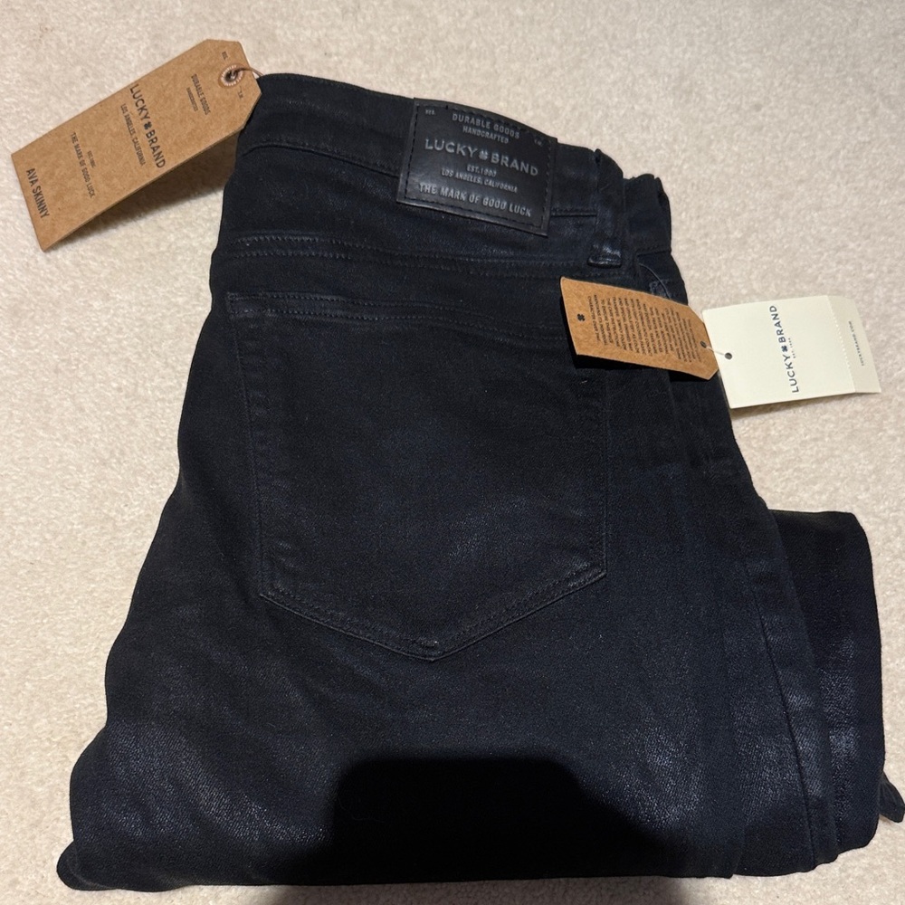 Lucky Brand Women’s Black Coated Skinny Ankle Jeans